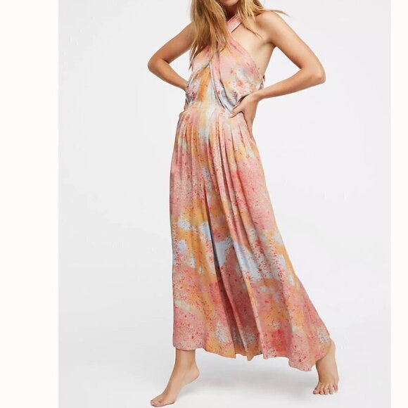 Free People | Seduction Playsuit Wide Leg Jumpsuit Crisscross Pleated Size XS - Picture 2 of 15